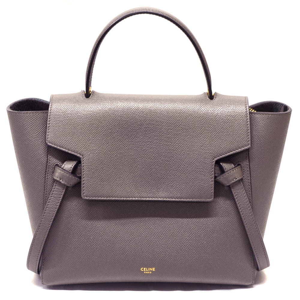 CELINE Belt Bag Handbag Shoulder Leather Gray Tote
